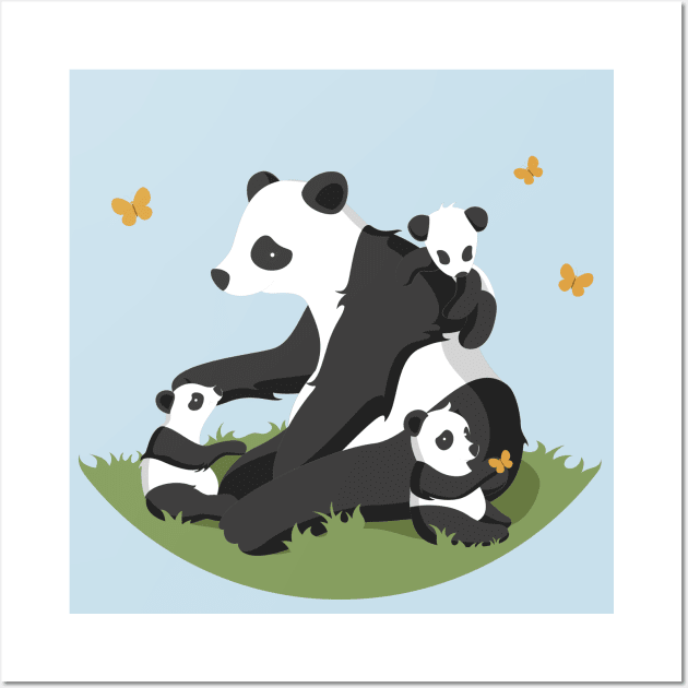 Panda Family Illustration Wall Art by Mako Design 